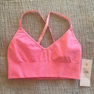 Spiritual Gangster Candy Pink Selene Triangle Sports Bra, size XS/S